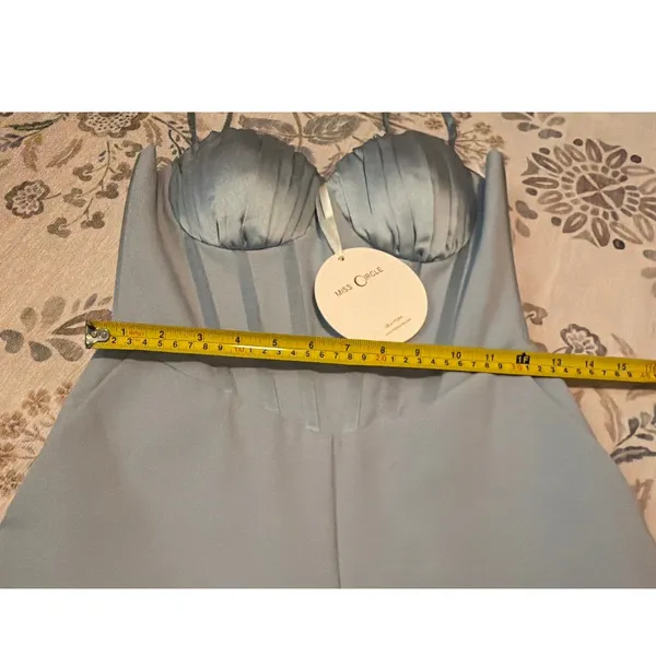 NWT Miss Circle Sarina Baby Blue Satin Corset Jumpsuit - Size Small (Read) - Image 7