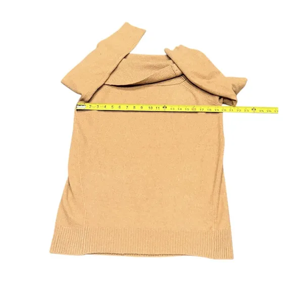 Express Sweater Womens S Tan Novelty Button‎ Off The Shoulder Oversized NWT - Image 5