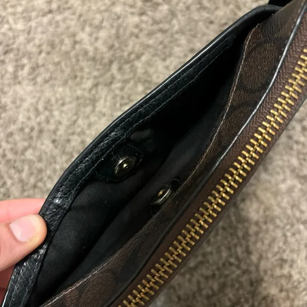 Coach Signature North/South Crossbody Signature Coated Canvas Purse - Image 8