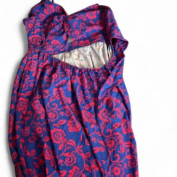 Blue maxi dress with pink floral design - Image 3