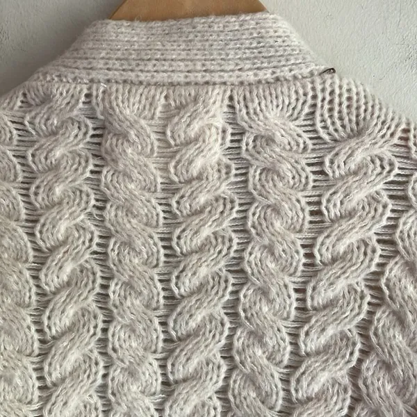 Anthropologie Embellished Pearl Open Cream Cardigan - Image 12