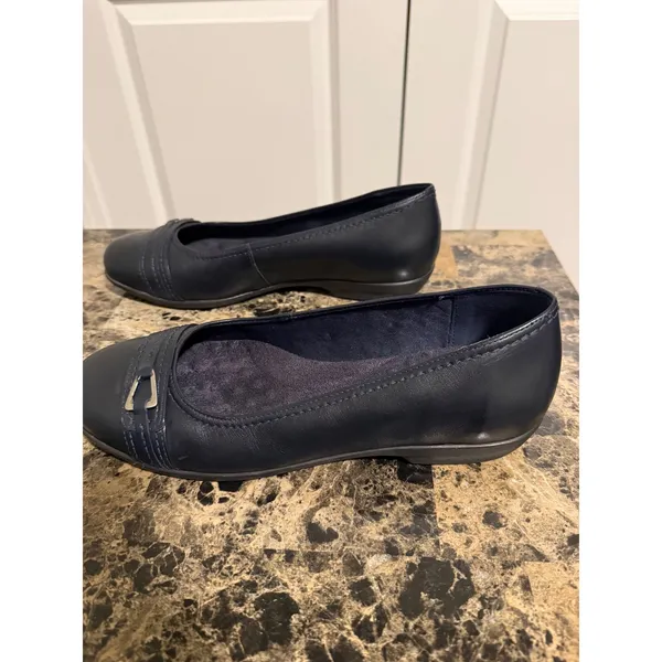 Walking Cradles Navy Blue Leather Buckle Detail Ballet‎ Flats 9.5W - Image 4