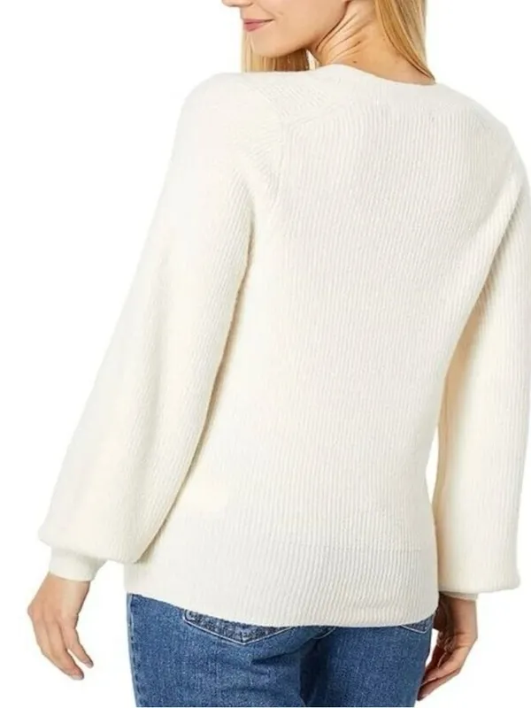 Madewell Melwood Square-Neck Ivory Pullover Sweater Size L - Image 6