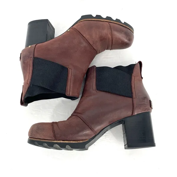 Sorel Addington Chelsea Boots Womens 10.5 Brown Waterproof Leather Heeled - Image 6