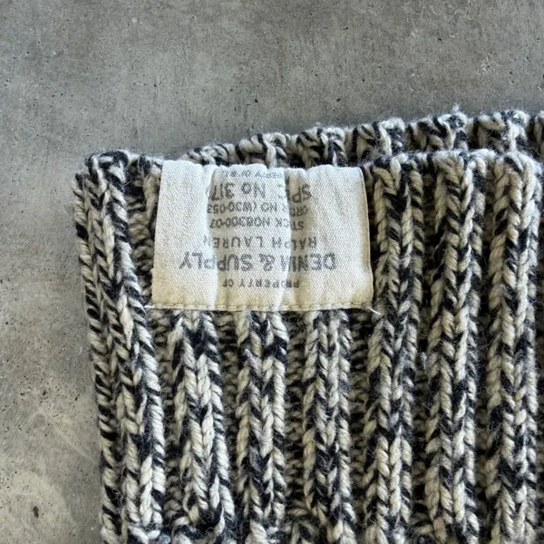 Denim & Supply Ralph Lauren Marled Knit Wool Blend Sweater Black White Small - Image 2
