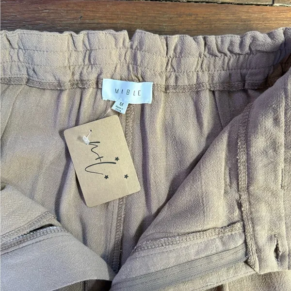 NWT Mable Linen Blend Wide Leg Trouser Style Pants ~ Size Medium 💚🍄 - Image 6