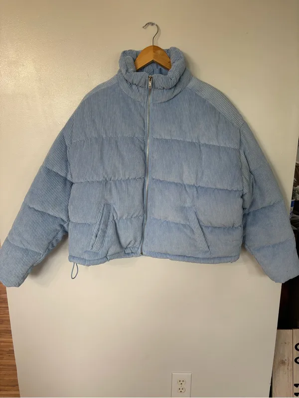 Hollister Sky Blue Corduroy Puffer Jacket - Image 2