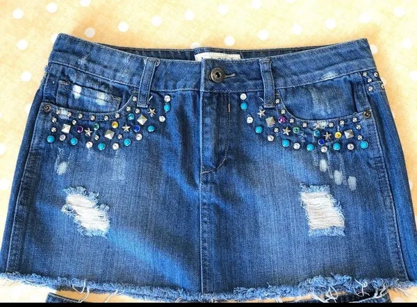 Hollister Y2K I Love H81 Denim Jean Skirt 🌸 26 - Image 3