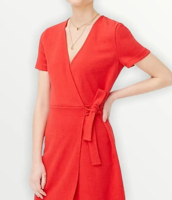 J Crew Factory red textured knit wrap dress sz S - Image 3
