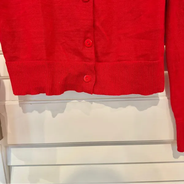 Edikted Red Cardigan Sweater Sz S Small Cotton - Image 4