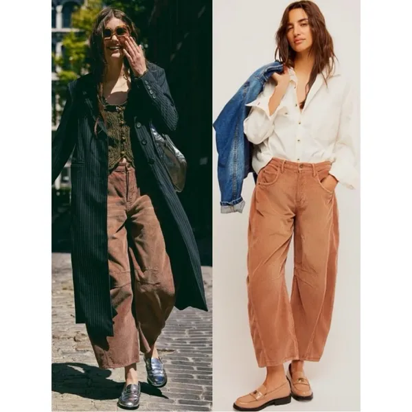 Free People Good Luck Cord Barrel Jeans Tan Brown Neutral Size 29 Corduroy - Image 2