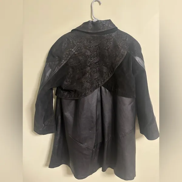 Vintage Wilsons Leather 80’s Black Paisley Trench Coat Size Medium Thinsulate - Image 2