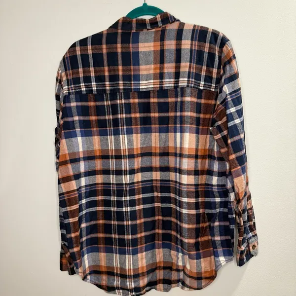 Universal Threads Blue and Orange Plaid Shirt - Size Large - Image 4