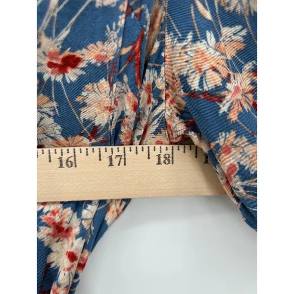 Haute Hippie Tribe Blue Floral Long Sleeve Button Midi Shirt Dress XL Boho Indie - Image 8