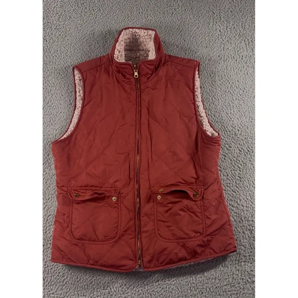 Love‎ Tree Vest Women Reversible Quilted Fleece Sherpa Full Zip - Image 2