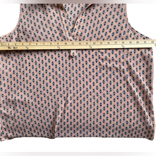 PLEIONE Peach and Navy Print Sleeveless High-Low Blouse - Size XL - Image 5