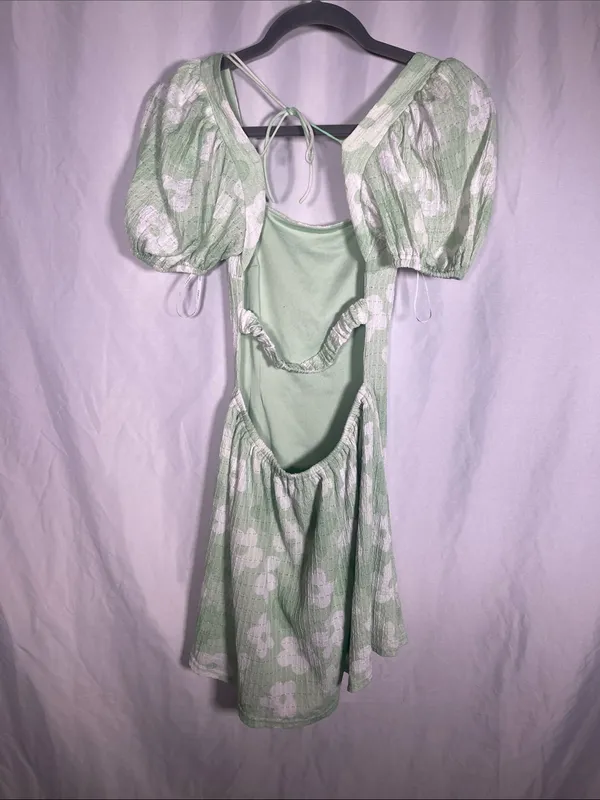 Sabo Skirt Womens Green Floral Backless Mini Dress 2/Xs - Image 4