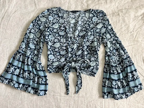 American Eagle Floral Bell Sleeve Top - Image 3