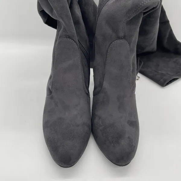 Sam Edelman Womens 8 Boots Kent Over the Knee Dark Gray Soft Vegan Suede Hi Heel - Image 4