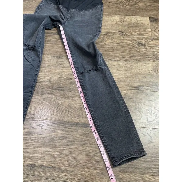 EUC Womens Madewell Maternity Skinny‎ Jean over belly grey distressed size 27 - Image 4
