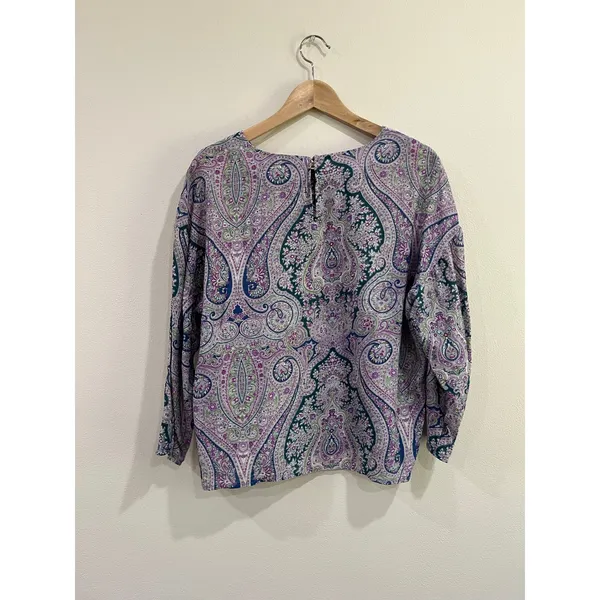 Mango Purple Blue Paisley Boho Lightweight Relaxed Blouse Top Size‎ 6 - Image 8