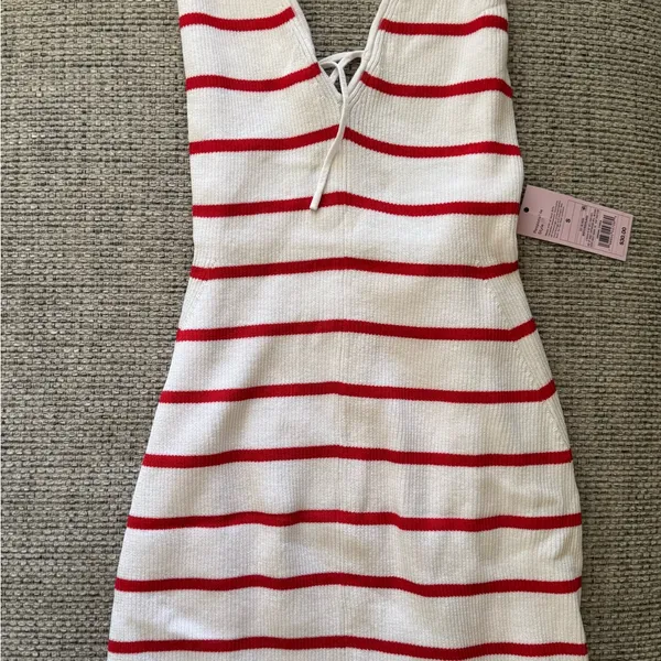 wild fable White and Red Striped Knit Halter Dress - Image 4