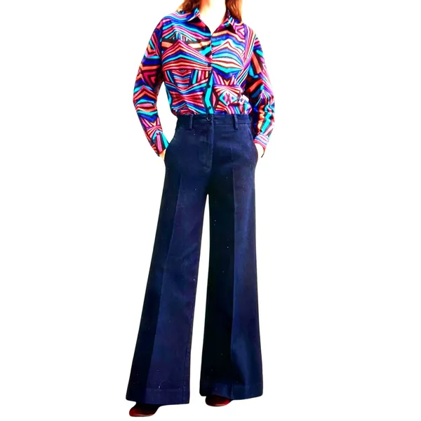 MP Piombo Wide Leg Womens Jeans in Blue size 2 - Image 2