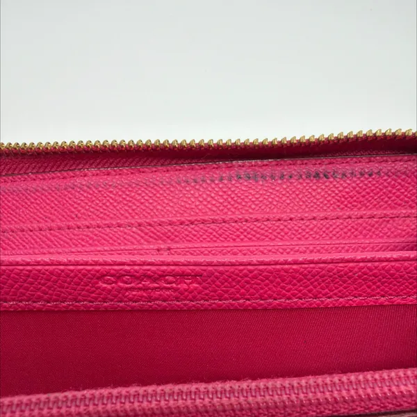 Coach Brown Pink Signature Coated Canvas Zip Wallet - Image 5