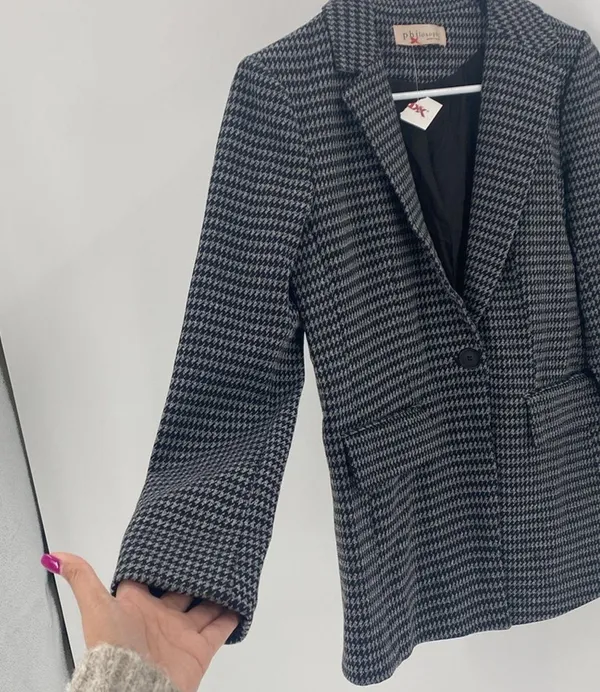 Philosophy hounds tooth one button blazer dark academia career fitted size s - Image 5