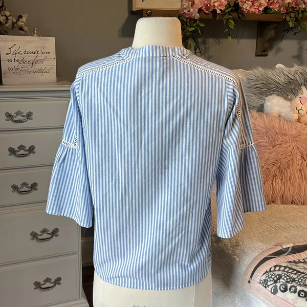 Blue Striped Women's Top New - Image 2