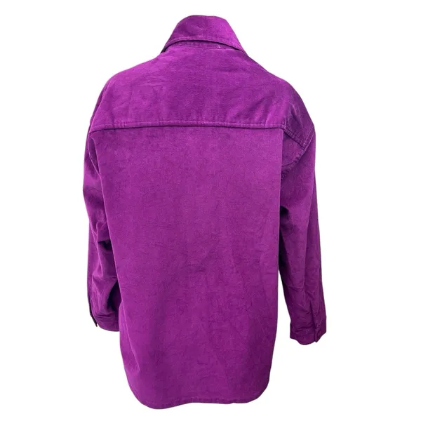 Almost Vintage Women's Purple Corduroy Velvet Velour Button Shirt Jacket Top M - Image 2