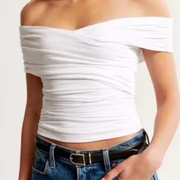 Abercrombie Off-The-Shoulder Ruched Wrap Top - Image 9