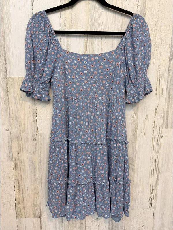 Altar'd State Womens XS Blue Floral Tiered Puff Sleeve Babydoll Dress - Image 2