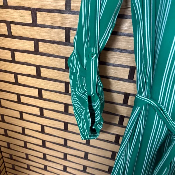 Maeve Green And White Stripe Button‎ Front Midi Dress Size 6 - Image 6