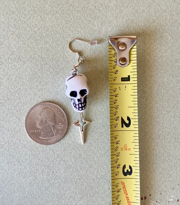 Handmade skull sparkle swirl goth grunge punk funky dangle earrings🖤💀🌀 - Image 4