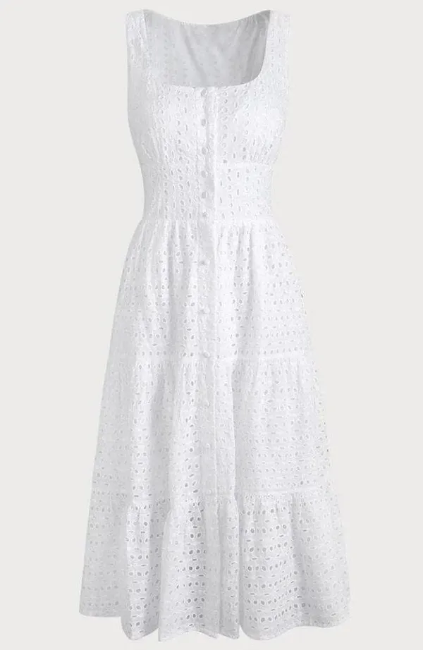 RIHOAS The Square Neck Tiered Hem Midi Dress M 76 - Image 6