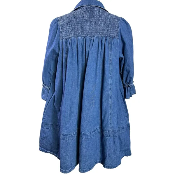 Free People Western Bohemian Vanessa Denim Tunic Top Shirt Dress Size Small - Image 9