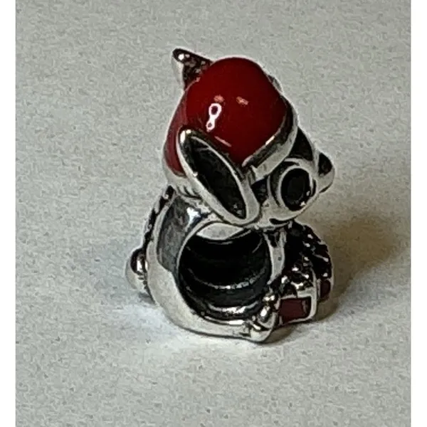 Pandora Disney Stitch Santa Christmas Charm Sterling Silver Red Enamel Ohana - Image 4