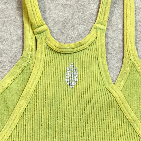 Free People Movement Happiness Runs Crop Top Lime Green Ribbed Seamless XS/S GUC - Image 2