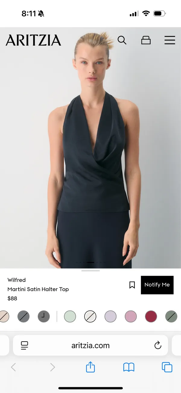 Aritzia Martini Satin Halter Top - Image 3