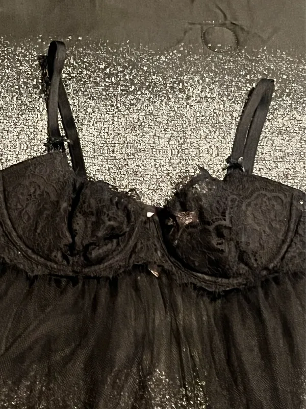 Womens M Victoria's Secret Black sheer babydoll lingerie top - Image 3
