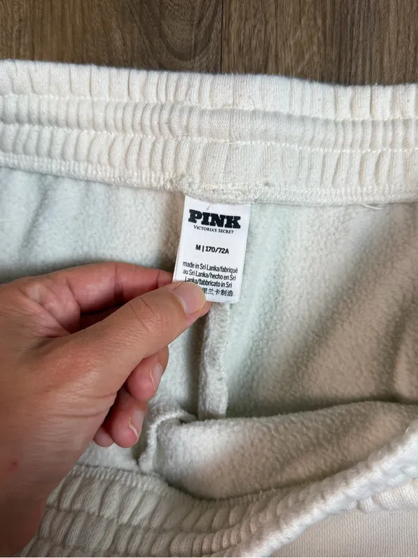 PINK Victoria's Secret Cream Joggers with Yellow Floral Trim - Image 2