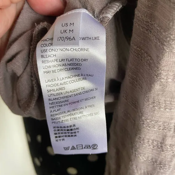 Anthropologie Womens Top Sz M Gray‎ Striped Long Sleeve Buttons Boat Neckline - Image 10
