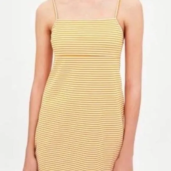 ZARA Orange White Spaghetti Stripe 90s Y2K Stretch Mini Dress -‎ S - Image 2