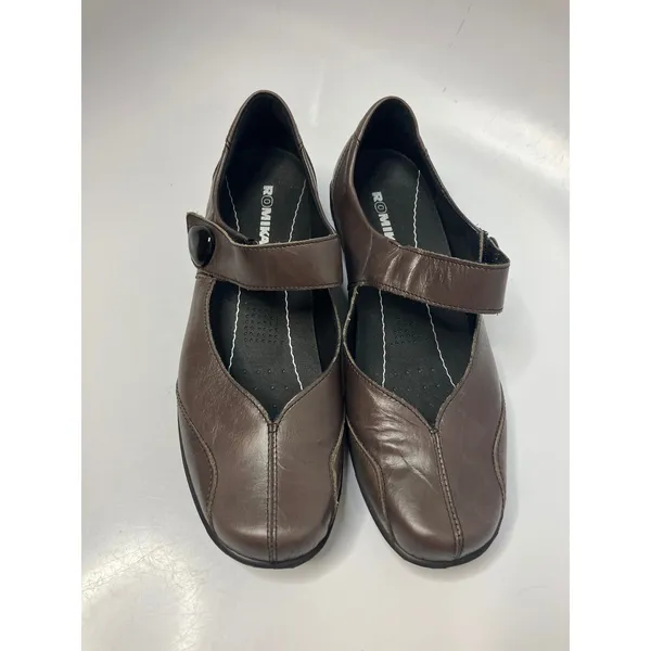 Romika brown leather mary Jane Shoes women's size 38 7.5‎ professional boho - Image 3