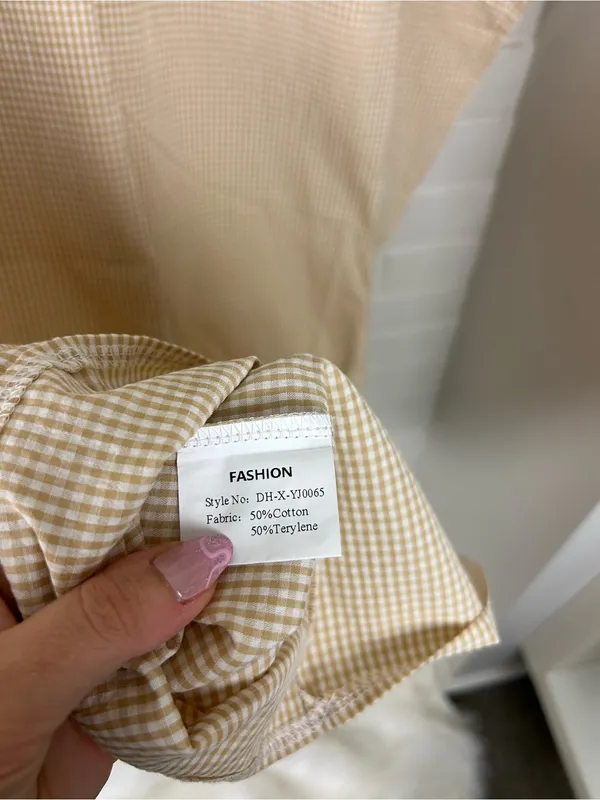 NWT Amazon Neutral Gingham Check Collared Dress Size XL - Image 9