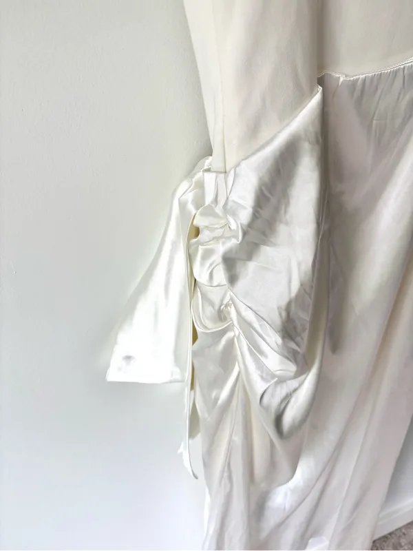 Mable Anthropologie White Satin Midi Asymmetrical Dress Bridal Shower Wedding - Image 9