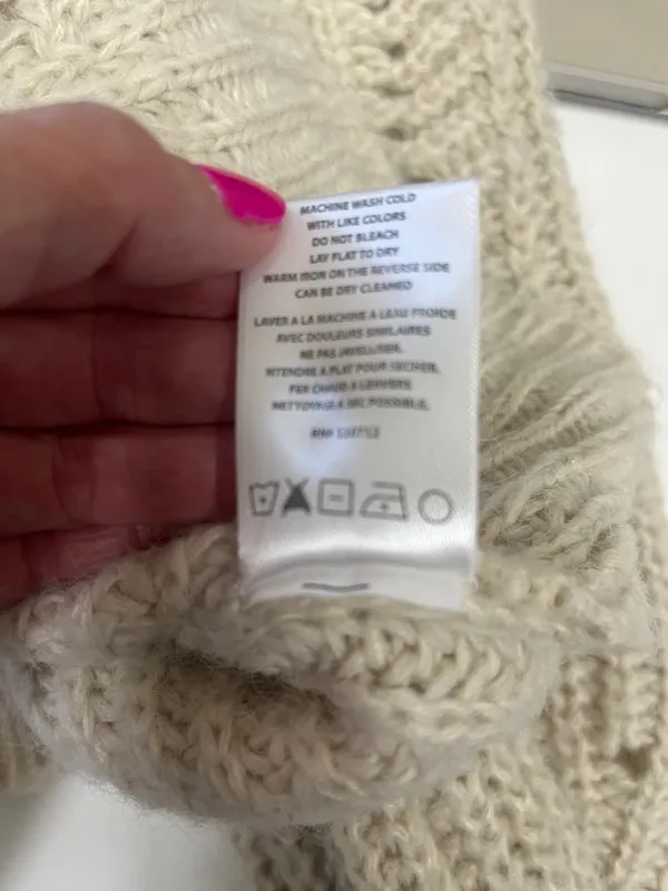 DRIFTWOOD Beige Open-Knit Button-Front Cardigan Size Large - Image 5