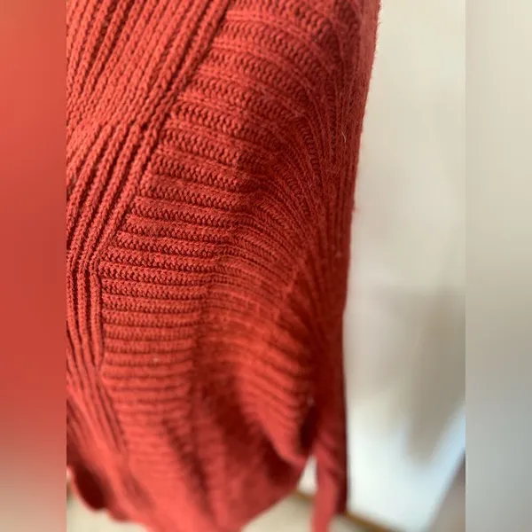 Sunday in Brooklyn Open Front Cardigan Ribbed Knit Small Rust Orange - Image 4