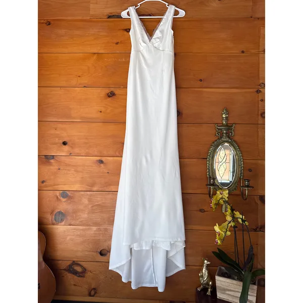 NWOT Lulus Captivating Promise White Sleeveless Mermaid Maxi Dress Bridal Gown S - Image 3